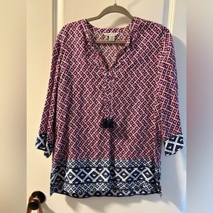 Tommy Bahamas vibrant tunic 3/4 sleeve in Excellent condition.
